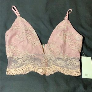 Dusty Pink Lace Bralette Crop Top